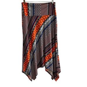 Sunny Leigh Women's M Geometric Asymmetric Midi Skirt Multicolor